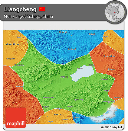 Political 3D Map of Liangcheng