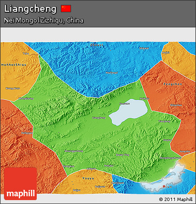 Political 3D Map of Liangcheng