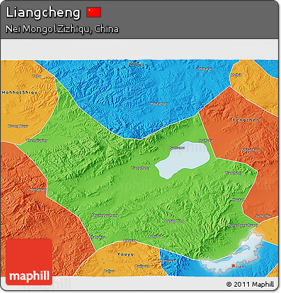 Political 3D Map of Liangcheng