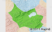 Political 3D Map of Liangcheng, lighten