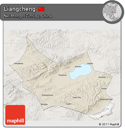 Shaded Relief 3D Map of Liangcheng, lighten