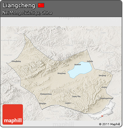Shaded Relief 3D Map of Liangcheng, lighten