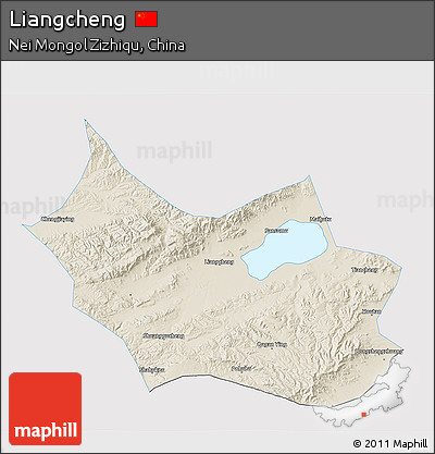 Shaded Relief 3D Map of Liangcheng, single color outside