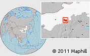 Gray Location Map of Liangcheng, highlighted parent region, hill shading