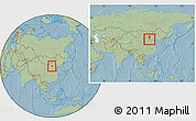 Savanna Style Location Map of Liangcheng, within the entire country, hill shading
