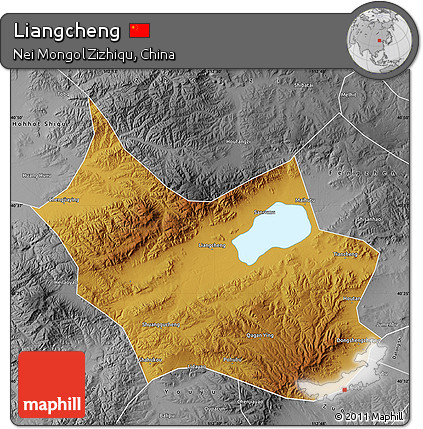 Physical Map of Liangcheng, desaturated
