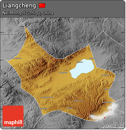 Physical Map of Liangcheng, desaturated