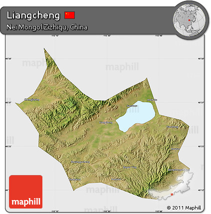 Satellite Map of Liangcheng, single color outside