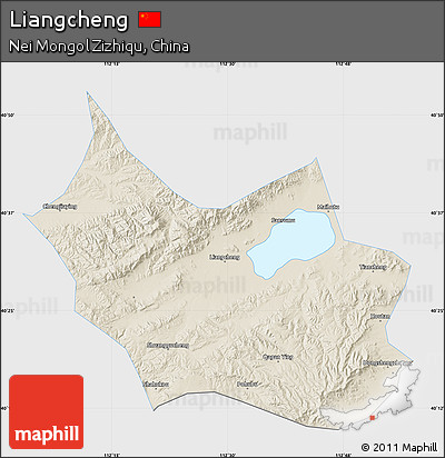 Shaded Relief Map of Liangcheng, single color outside