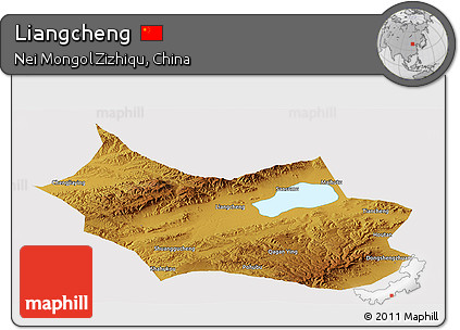 Physical Panoramic Map of Liangcheng, cropped outside