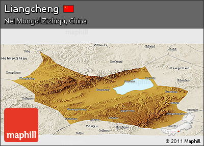 Physical Panoramic Map of Liangcheng, shaded relief outside