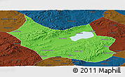 Political Panoramic Map of Liangcheng, darken