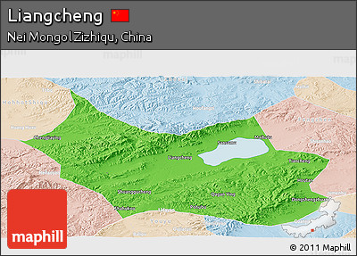 Political Panoramic Map of Liangcheng, lighten