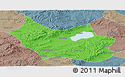 Political Panoramic Map of Liangcheng, semi-desaturated