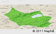 Political Panoramic Map of Liangcheng, shaded relief outside