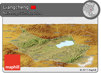 Satellite Panoramic Map of Liangcheng, physical outside