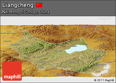 Satellite Panoramic Map of Liangcheng, physical outside