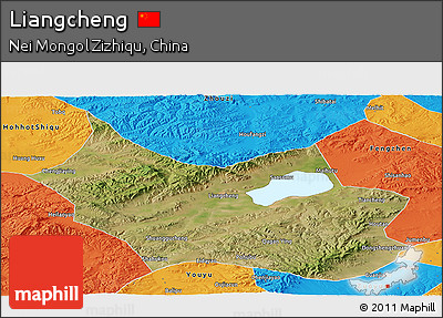 Satellite Panoramic Map of Liangcheng, political outside