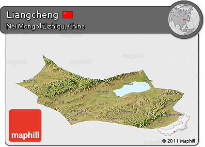 Satellite Panoramic Map of Liangcheng, single color outside