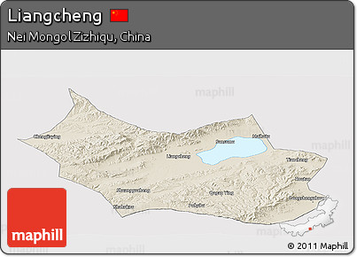 Shaded Relief Panoramic Map of Liangcheng, cropped outside