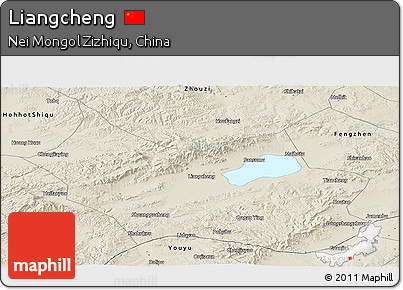 Shaded Relief Panoramic Map of Liangcheng