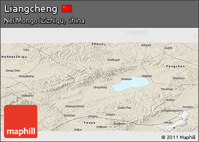 Shaded Relief Panoramic Map of Liangcheng