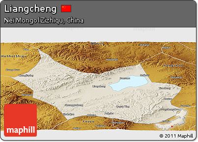 Shaded Relief Panoramic Map of Liangcheng, physical outside