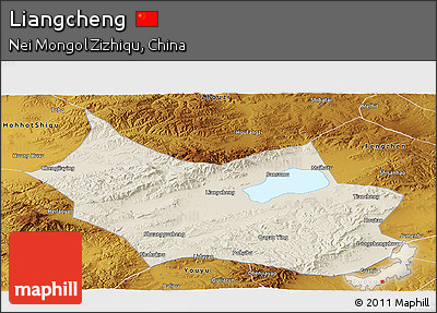 Shaded Relief Panoramic Map of Liangcheng, physical outside