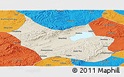 Shaded Relief Panoramic Map of Liangcheng, political outside