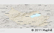 Shaded Relief Panoramic Map of Liangcheng, semi-desaturated