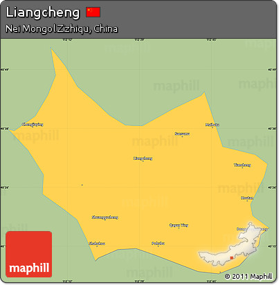 Savanna Style Simple Map of Liangcheng, single color outside