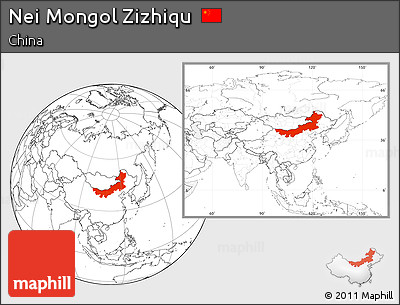 Blank Location Map of Nei Mongol Zizhiqu, within the entire country