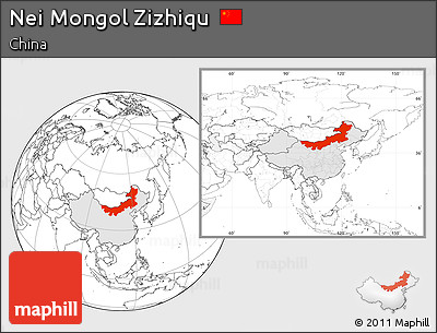 Blank Location Map of Nei Mongol Zizhiqu, highlighted country, within the entire country