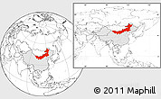 Blank Location Map of Nei Mongol Zizhiqu, highlighted country, within the entire country
