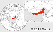 Blank Location Map of Nei Mongol Zizhiqu, highlighted country