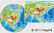 Physical Location Map of Nei Mongol Zizhiqu, within the entire country