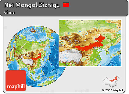 Physical Location Map of Nei Mongol Zizhiqu