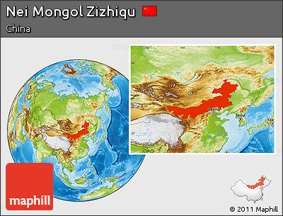 Physical Location Map of Nei Mongol Zizhiqu