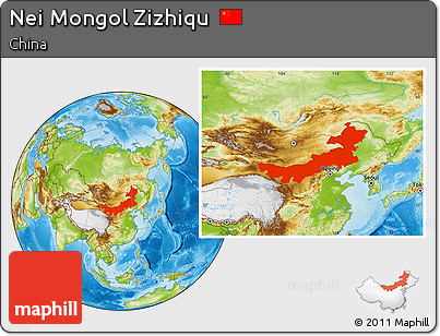 Physical Location Map of Nei Mongol Zizhiqu