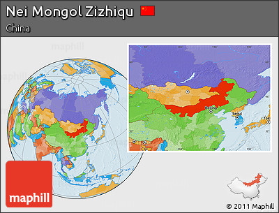Political Location Map of Nei Mongol Zizhiqu