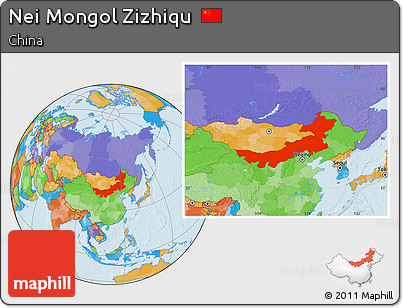 Political Location Map of Nei Mongol Zizhiqu
