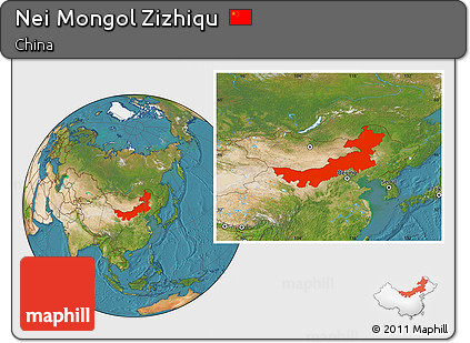 Satellite Location Map of Nei Mongol Zizhiqu