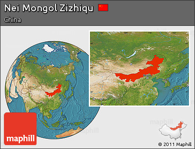Satellite Location Map of Nei Mongol Zizhiqu