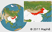 Satellite Location Map of Nei Mongol Zizhiqu, highlighted country