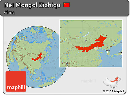 Savanna Style Location Map of Nei Mongol Zizhiqu