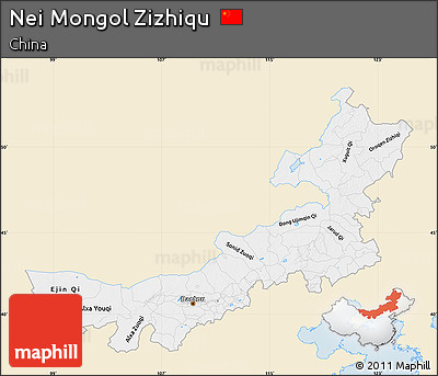 Classic Style Map of Nei Mongol Zizhiqu, single color outside
