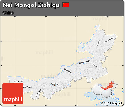 Classic Style Map of Nei Mongol Zizhiqu, single color outside