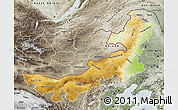 Physical Map of Nei Mongol Zizhiqu, semi-desaturated