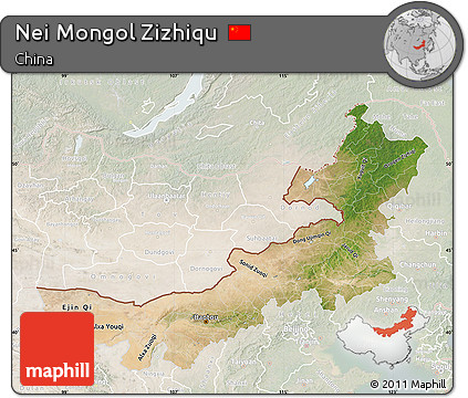 Satellite Map of Nei Mongol Zizhiqu, lighten