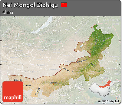 Satellite Map of Nei Mongol Zizhiqu, lighten